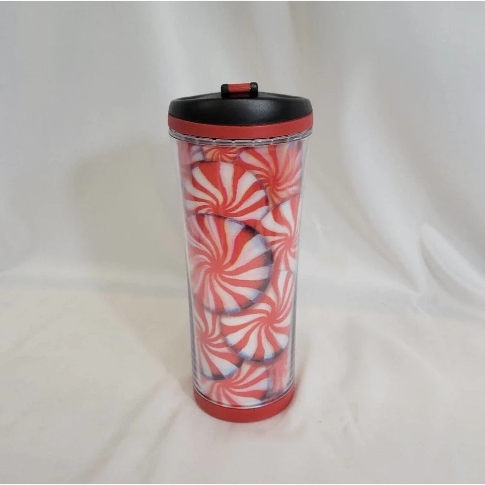 Starbucks 2007 Holographic Red & White Peppermint Candies Travel 16oz Coffee Mug